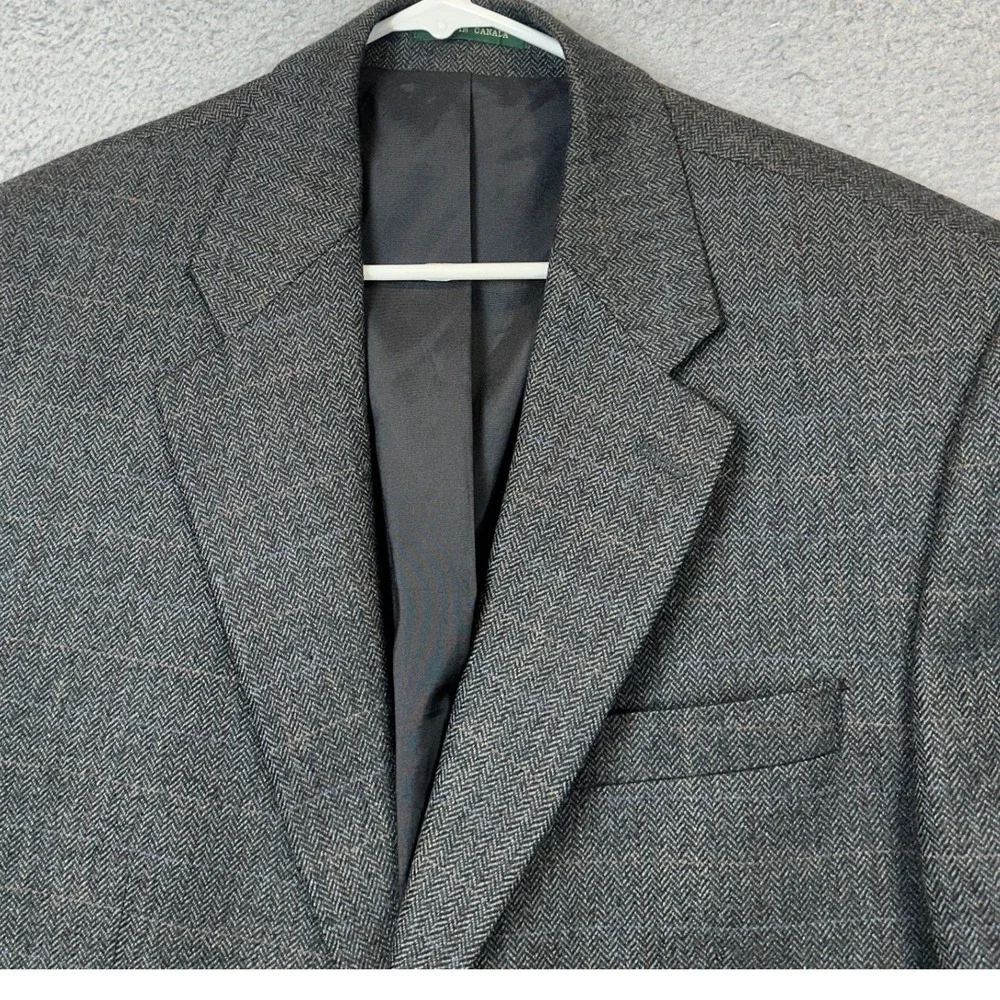 Lauren Ralph Lauren Wool Blend Blazer Mens 44L Long Grey Herringbone Sport Coat